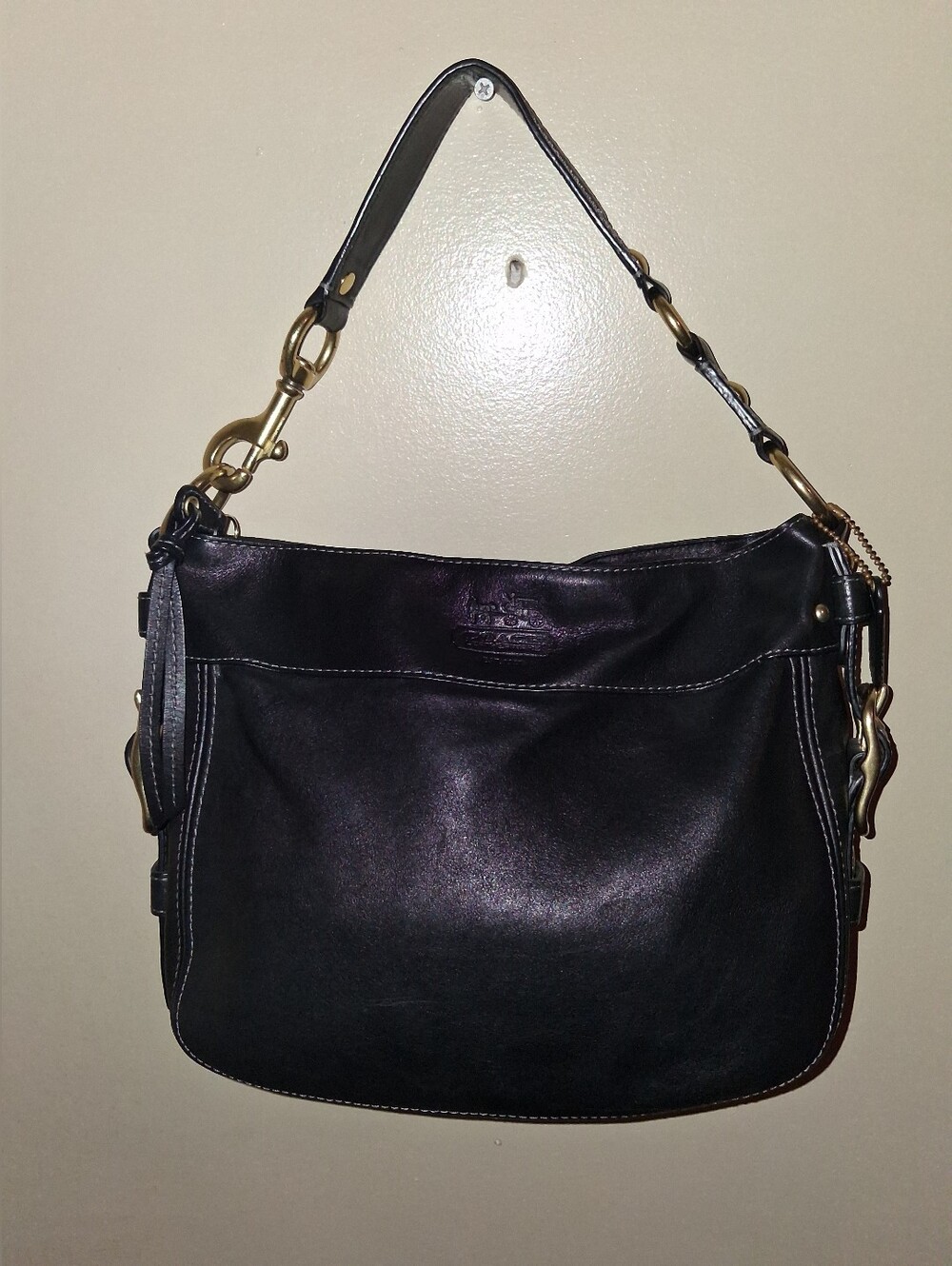Vintage COACH zoe Hobo Black Leather Bag